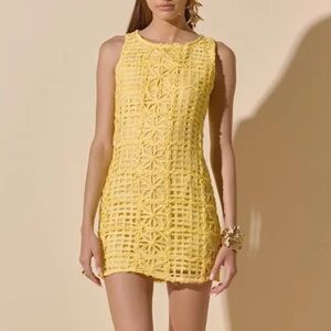 Endless Rose Yellow Crochet Mini Dress